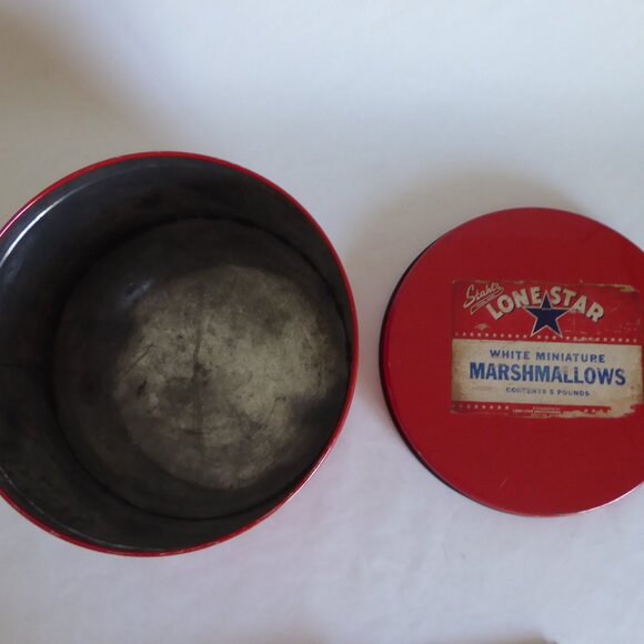 VINTAGE STAHL’S LONE STAR 5LB MARSHMALLOW METAL TIN (PRE-OWNED) - Picture 8 of 14